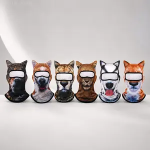 Unisex Anti-UV Breathable 3D Digital Printing Animal Head Balaclava with 3D Cat Ears, Adult Ski Mask for Skiing, Outdoor Sports summerwins,summerwins