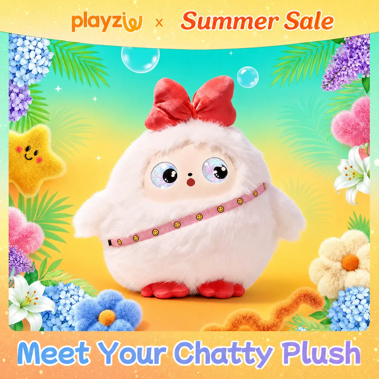 【Offical Authentic】playzuu AI Smart Plush Toy with ChatGPT - Multilingual Emotional AI Companion Plush Toy, Interactive Learning Assistant & Memory Trainer for Kids, Parental Control App with Chat Summary #summerwins
