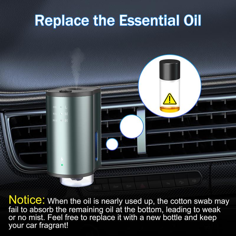 Smart Car Air Freshener with Three Adjustable Concentration Scent Levels, Portable Waterless Car Diffuser Air Freshener Car Aromatherapy Diffuser,  3*10ML Natural Perfume