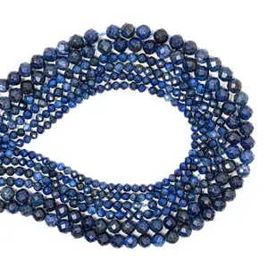 Natural Lapis Lazuli Gemstone Tiny Faceted Beads 2/3/4MM Semi-Precious Stone Small Loose Beads for DIY Jewelry Making Bracelet Necklace 15inch 2/3/4mm