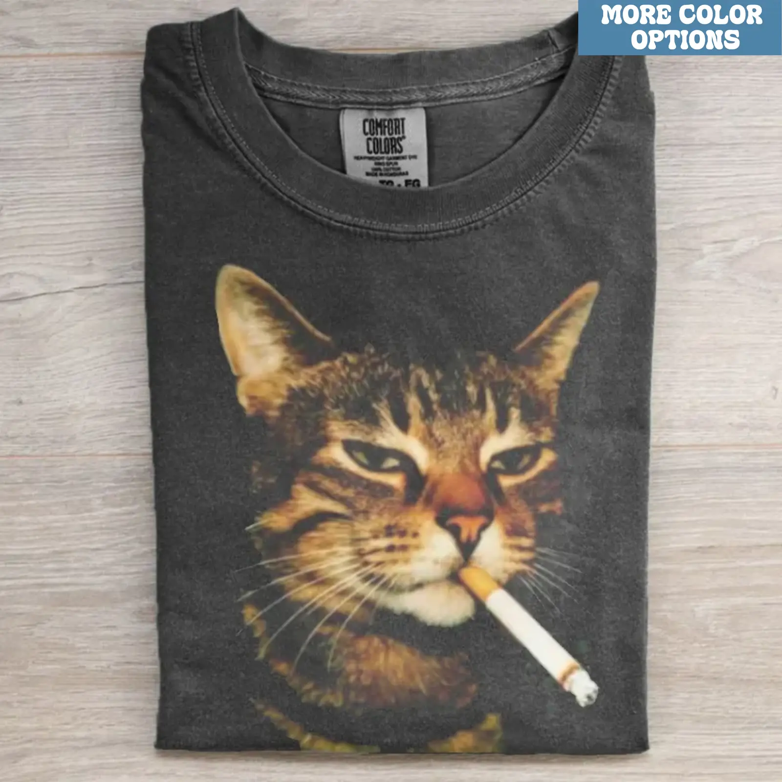 Smoking Cat Vintage 90s T-shirt, Comfort Colors Cool Cat Shirt, Fun Cat Gift Tee, Unisex, Trending