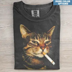 Smoking Cat Vintage 90s T-shirt, Comfort Colors Cool Cat Shirt, Fun Cat Gift Tee, Unisex, Trending