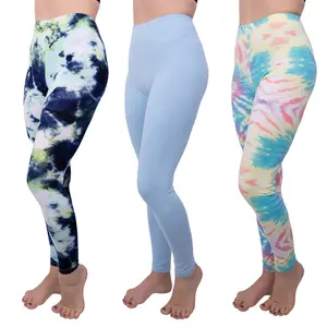 SPXTREME [3 Pack] Tie Dye Leggings for Women Athletic Casual Lounge Yoga Pants Breathable Sporty Bottoms Double Brushed 4-Way Stretch Ultimate Comfort Buttery Soft Feel - Stretchable Activewear
