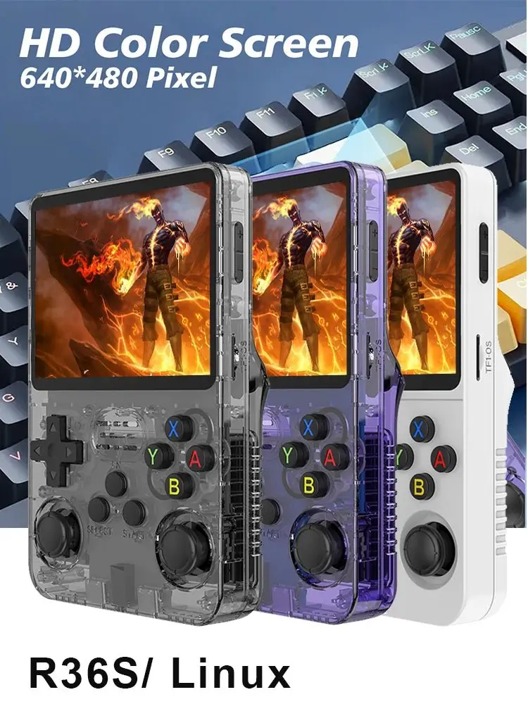 R36S Retro Handheld Video Game Console Linux System 3.5 Inch IPS Screen Portable Pocket Video Player 64GB/128GB Games