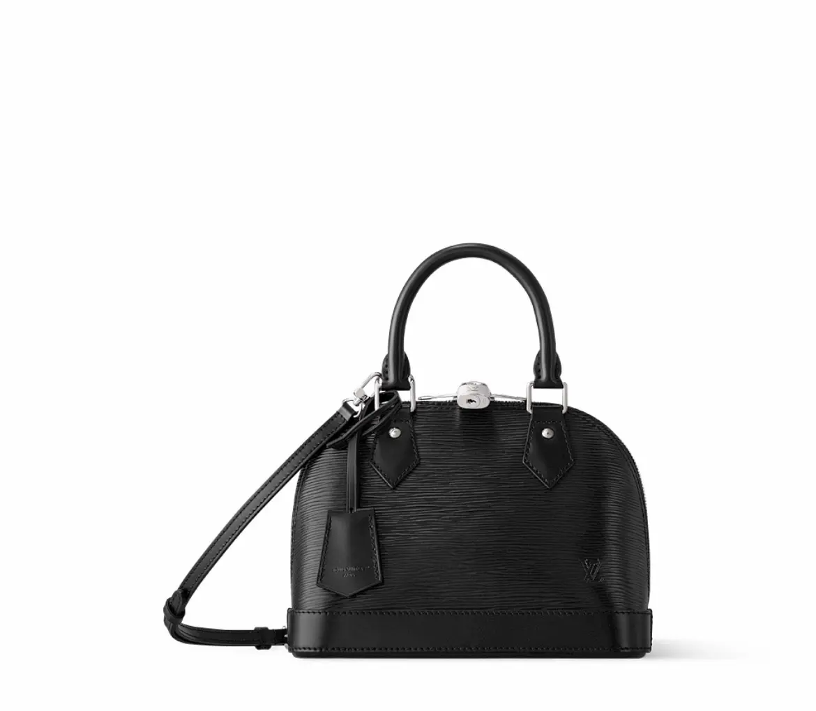Pre-owned Louis Vuitton Black Silver Epi Leather Alma BB Handbag Designer Luxury Shell Crossbody Shoulder Bag 2603801
