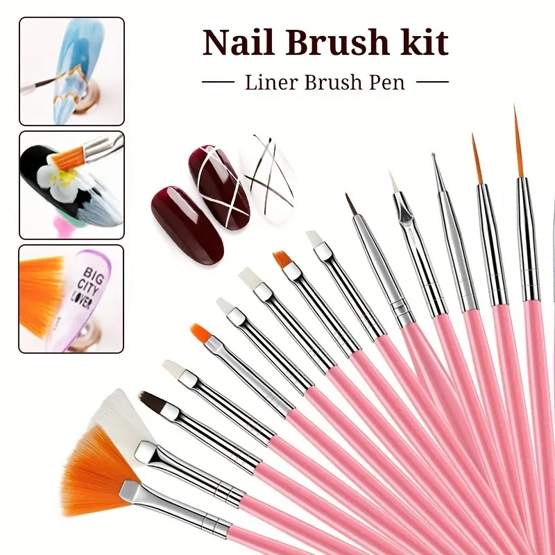 22/21/15-Piece Gel Nail Brush Set, Polish Application, Line-Drawing, Flat & Gradient Brushes, Nail Art Manicure Tools for DIY Salon Care, Diy Manicures, Nail Art Accessories, Nail Design Tools
