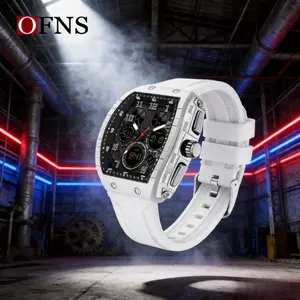 Men's business barrel-shaped digital watch with a versatile casual silicone strap, suitable for parties  daily wear,  ideal as a holiday gift. outdoorfun Bluetooth Speaker Subwoofer and Lighting