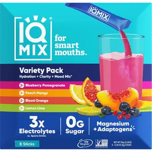 IQMIX Sugar Free Electrolytes Powder Packets - Hydration Supplement Drink Mix with Keto Electrolytes, Lions Mane, Magnesium L-Threonate, and Potassium Citrate - Sampler Pack (8 Count)