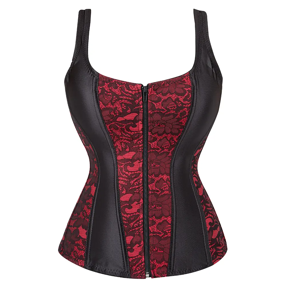 Parlsdy Sexy Lace up Gothic Jacquard Shoulder Straps Tank Overbust Shaper Exotic Corset Bustiers Tops for Women 2928-D2