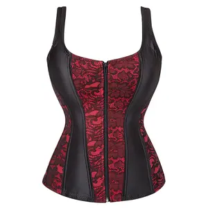 Parlsdy Sexy Lace up Gothic Jacquard Shoulder Straps Tank Overbust Shaper Exotic Corset Bustiers Tops for Women 2928-D2