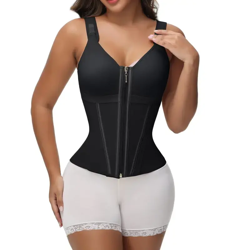 Women's Compression Shapewear Bodysuit - Open Bust, Tummy Control, Adjustable Straps, Thigh Slimmer for Athletic Workouts, Activewear, Wedding - Retro Hook-and-Eye Body Contouring Underwear