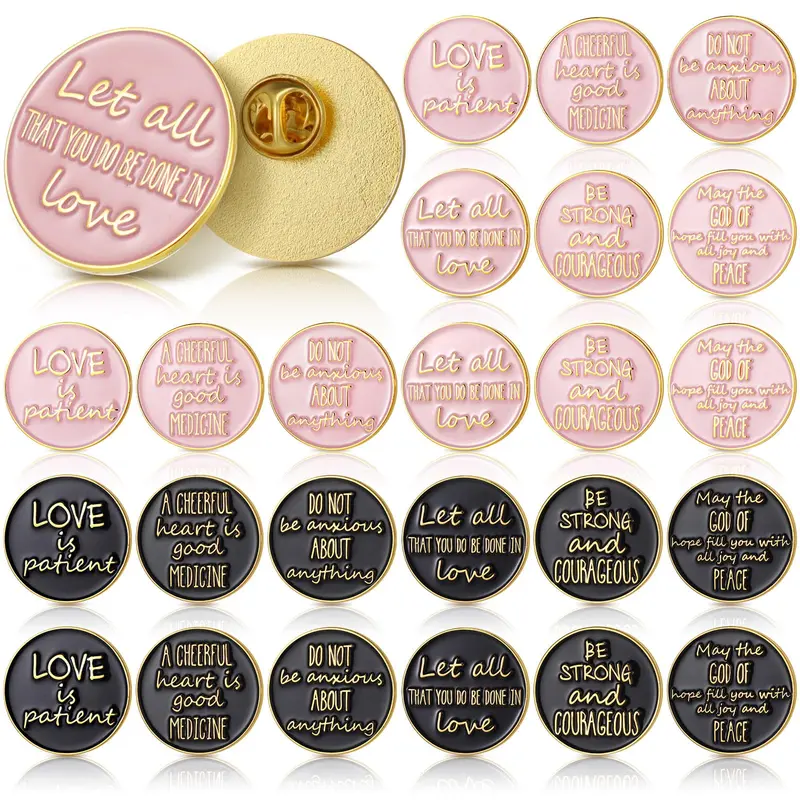 24Pcs Bible Verse Pin Christian Gift for Women Men Groups Church Events Sunday School Baptism Bible Study Gift Jesus Enamel Lapel Pins Religious Metal Badge Brooch Gift for Clothes Bags Accessories Party Favors