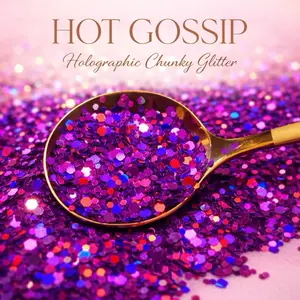 Reese & Riley Co. Hot Gossip - Premium Purple Holographic Glitter Chunky Mix for Resin Art Tumblers Nails Freshies Slime DIY Crafts Kids Art Projects