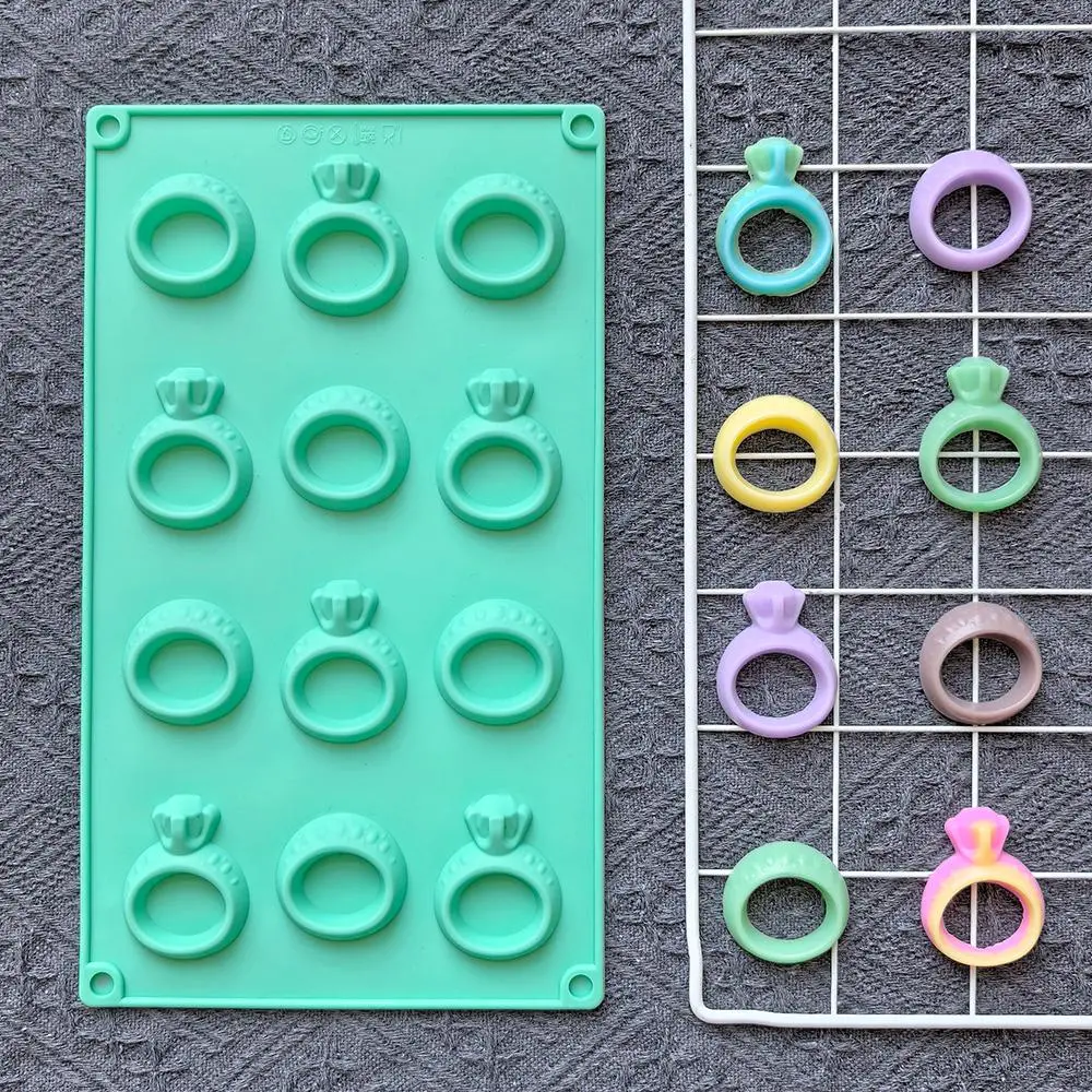 12-hole Ring Shaped Reusable Chocolate Mold, 1 Count Silicone Cake Decorating Mold, Non-stick Baking Mold for Candy Pudding Ice Cube, Silicone Molds, Ring Molds for Cooking