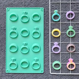 12-hole Ring Shaped Reusable Chocolate Mold, 1 Count Silicone Cake Decorating Mold, Non-stick Baking Mold for Candy Pudding Ice Cube, Silicone Molds