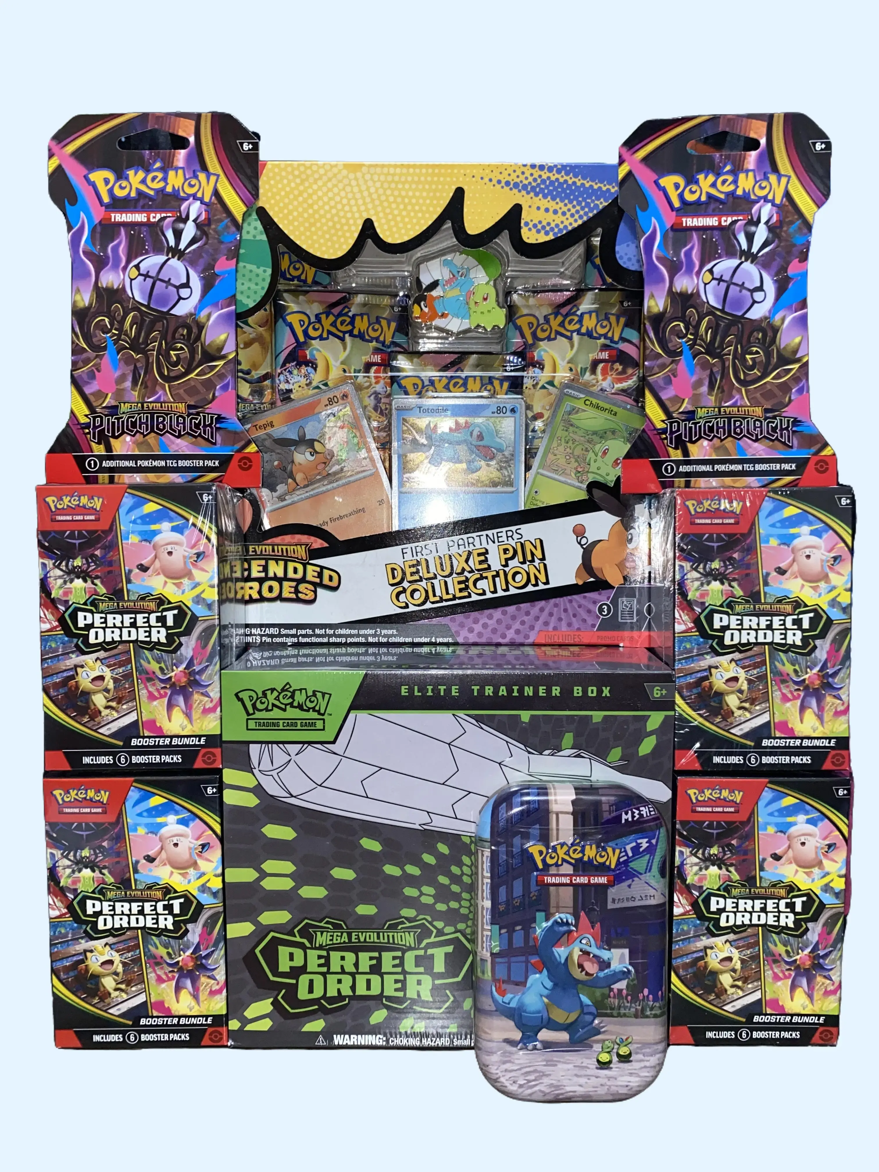 PYEnergy Pokémon Break: x1 Ascended Heroes Deluxe Pin Collection, x4 Perfect Order Booster Bundles, x1 Perfect Order ETB, x2 Pitch Black Sleeved packs, x1 Lumiose City Mini Tin
