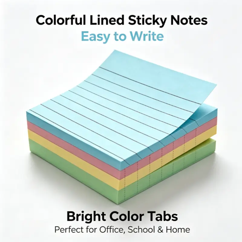 Colorful Horizontal Line Sticky Notes Set with Tabs - 1/4/6Pcs (200 Sheets Each), Handy Office/School Note-Taking Supplies, Student Stationery, Christmas Gift Option