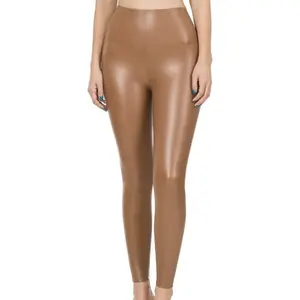 Camel Faux Leather Leggings