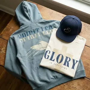 Spirit Led Hoodie + Tee + Snapback Set (Storm/Natural Cream/Navy)