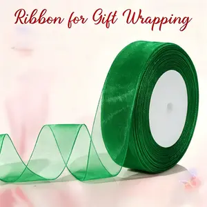 Multiple Colors Available, 1 Roll 50m/1800inch*25mm Organza Ribbon, Transparent Chiffon Ribbon for Gift Wrapping, Graduation, Crafts