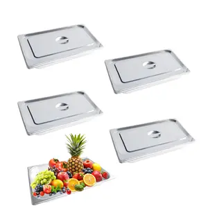4 Pack 2.5" Deep 1/1 Size Hotel Pans with Lids , 0.8mm Thick Steam Table Pans Full Size, Commercial Food Pan for Catering Buffet Chafing Dish Pan