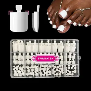 White Toe Nail Press Ons, Press On Toenails for Women, 150pcs White Toe Press On Nails tips, Fake Toenails Acrylic Toe Nail Tips Short Square False Toenails Artificial DIY 15 Sizes