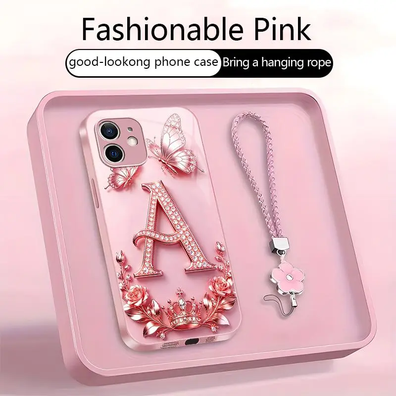 Suitable for [iPhone 12 Mini ] High-end, stylish letter-patterned phone case, 2D printed pattern, not 3D,full-coverage protection, free lanyard included,Purchase now and enjoy free shipping immediately！YM99
