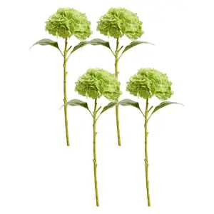4-Pack Real Touch Green Artificial Hydrangea Flowers, 20" Faux Hydrangea Stems with Leaves, or Wedding Bouquets