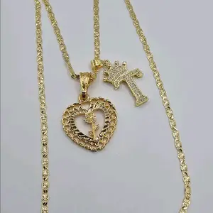VALENTINE'S DAY cute ROSE plain heart with letter Gold-plated regular chain style live design
