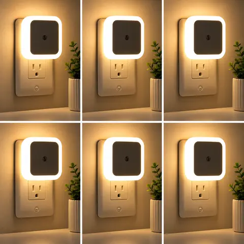 6-Pack Plug-in LED Night Light - Modern Night Lights with Dusk-to-Dawn Auto On/Off Sensor, 0.5W Warm White Output, Simple Control, Aesthetic Home Decor for Bedroom, Entryway House Decor Supplies