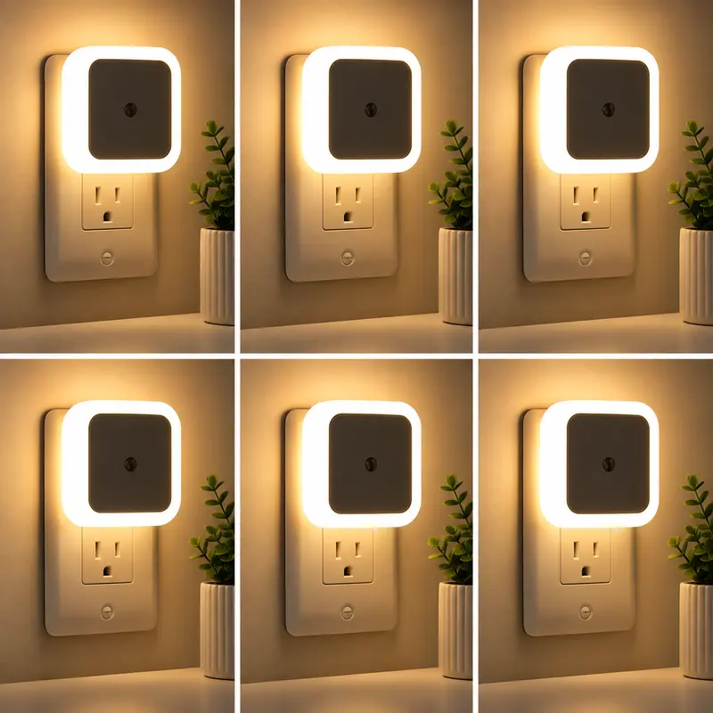 6-Pack Plug-in LED Night Light - Modern Night Lights with Dusk-to-Dawn Auto On/Off Sensor, 0.5W Warm White Output, Simple Control, Aesthetic Home Decor for Bedroom, Entryway House Decor Supplies