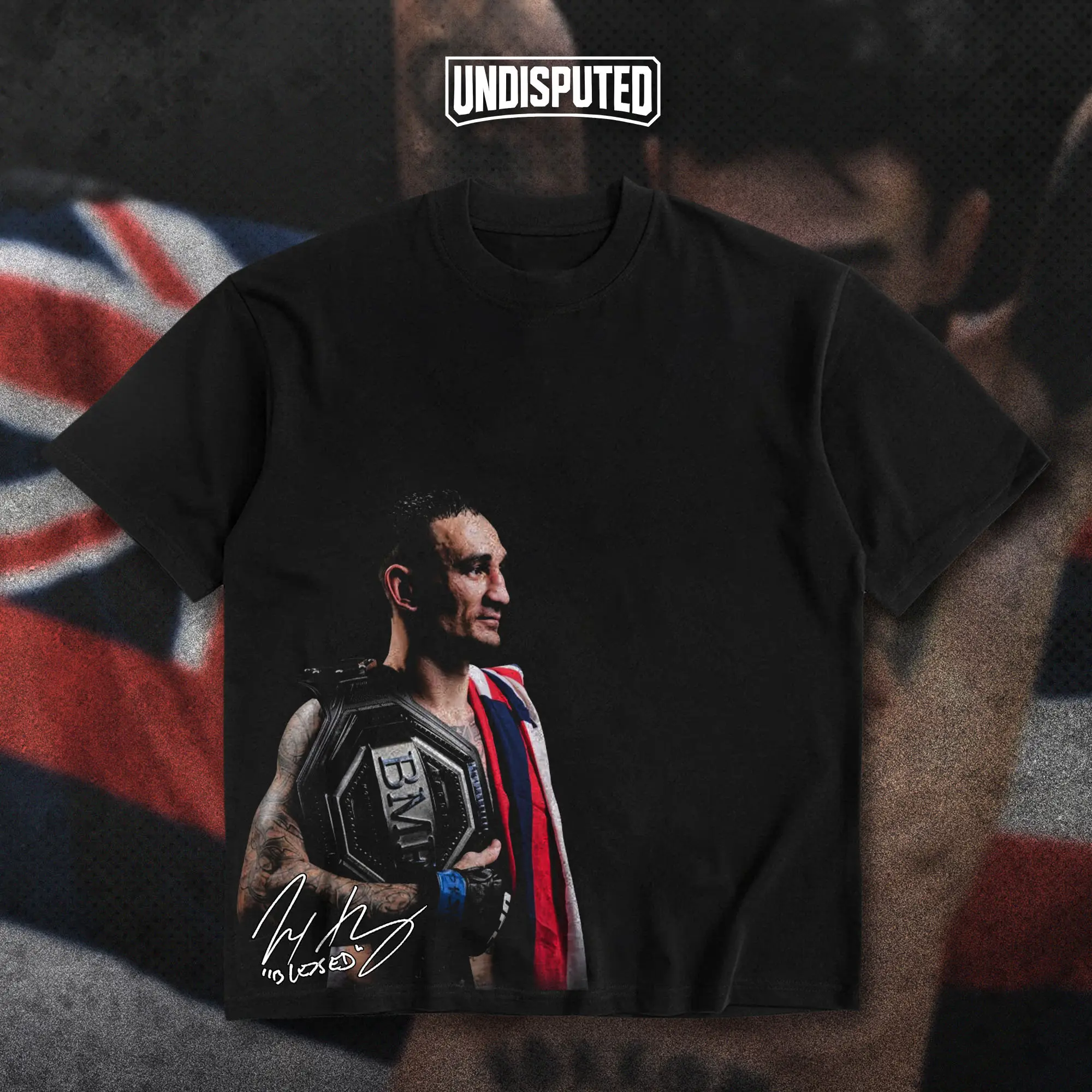 UNDISPUTED Max Holloway "Blessed" UFC BMF Champion Heavy Cotton T-shirt UFC 318 Shirt Fan Apparel 100% Cotton Direct-to-garment Printing Breathable