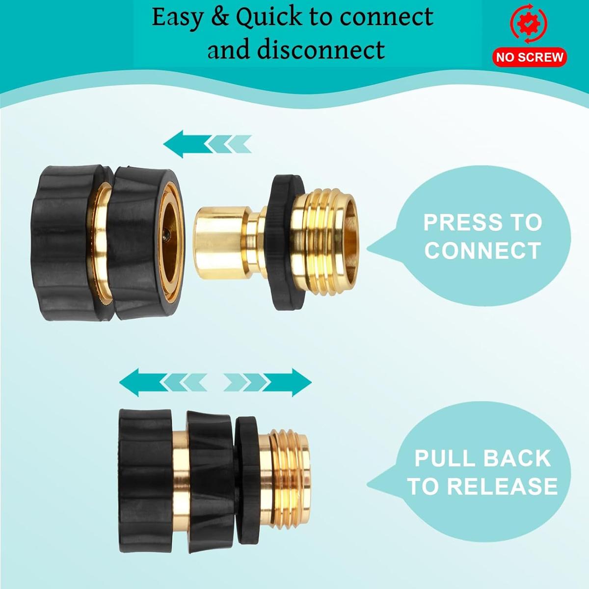 Garden Hose Quick Connector,Male and Female Garden Hose Fitting Quick Connector Rubber Washers Leak Proof Durable Aluminum 6 Set Quick Connect Hose Fittings for Garden Hose Quick Connector with Gasket,3/4 Inch Attachment Quick#MothersDayGift #GiftsForHer