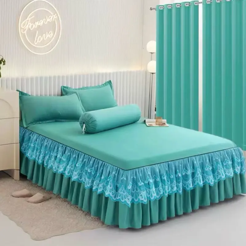 Lace Bedskirt and Curtain Set
