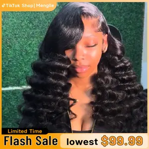 Menglle Hair Glueless 13X4 Deep Wave Lace Front Wigs For Black Women Real Human Hair Wigs Middle Part Human Wig 200% Density#Summervibes#TikTokShopStockUp