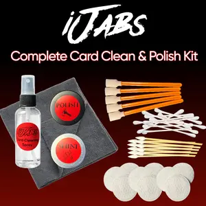 iJabs Card Cleaning Kit - For All Collectable Cards - Removes Dirt, Reduces Scratches, Magnifies Shine - Card Cleaning Spray, Card Polish, Card Shine