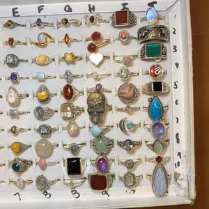 Live Jewelry C: Silver Rings Moonstone Whimsical Witchy 925 Stirling Round Gemstone Polished Gemstone