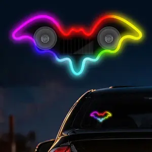 1pc Car LED Ambient Light, Solar-Powered Bat RGB Colorful Atmosphere Light, Neon Decoration, Car Neon Lights for Car, Bedroom, Party, Valentine's Day Decor
