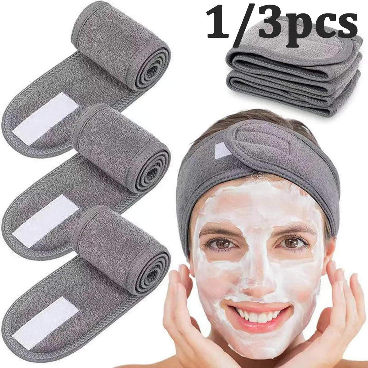 Adjustable Women's Spa Facial Headband, Shower and Makeup Hair Tie, Head Strap, Suitable for Face Washing, Soft Towels, Hair Styling Accessories, Adjustable Headbands
