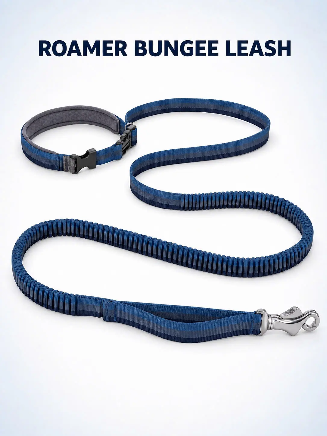 Roamer Bungee Dog Leash, 5.5–7 ft Hands-Free Running Leash with Traffic Handle, Orion Blue