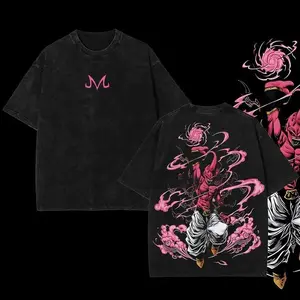 Anime double-sided printed retro oversized washed T-shirt suitable for both men and women, oversized anime and manga washed heavyweight cotton T-shirt for anime fans, trendy clothing, popular T-shirts, holiday gifts, TikTok shop deals funny graphic