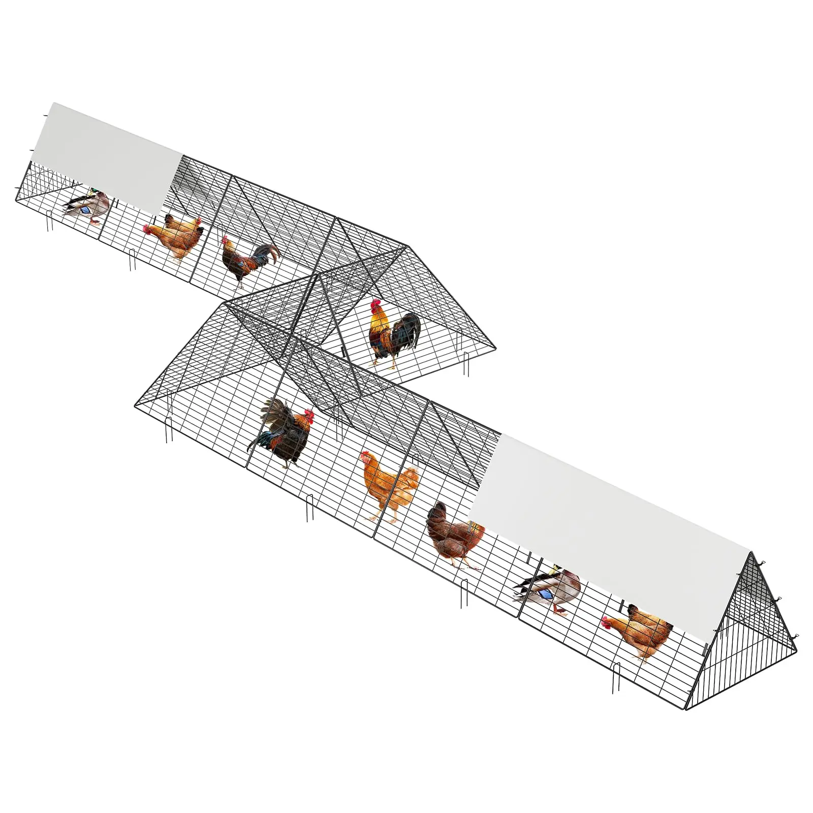 287"x78.7"x24.2" Metal Chicken Tunnel with Waterproof & Anti-UV Cover, Chicken Run for Yard – Outdoor Backyard Farm, Portable Chicken Coop for Hens, Ducks & Rabbits