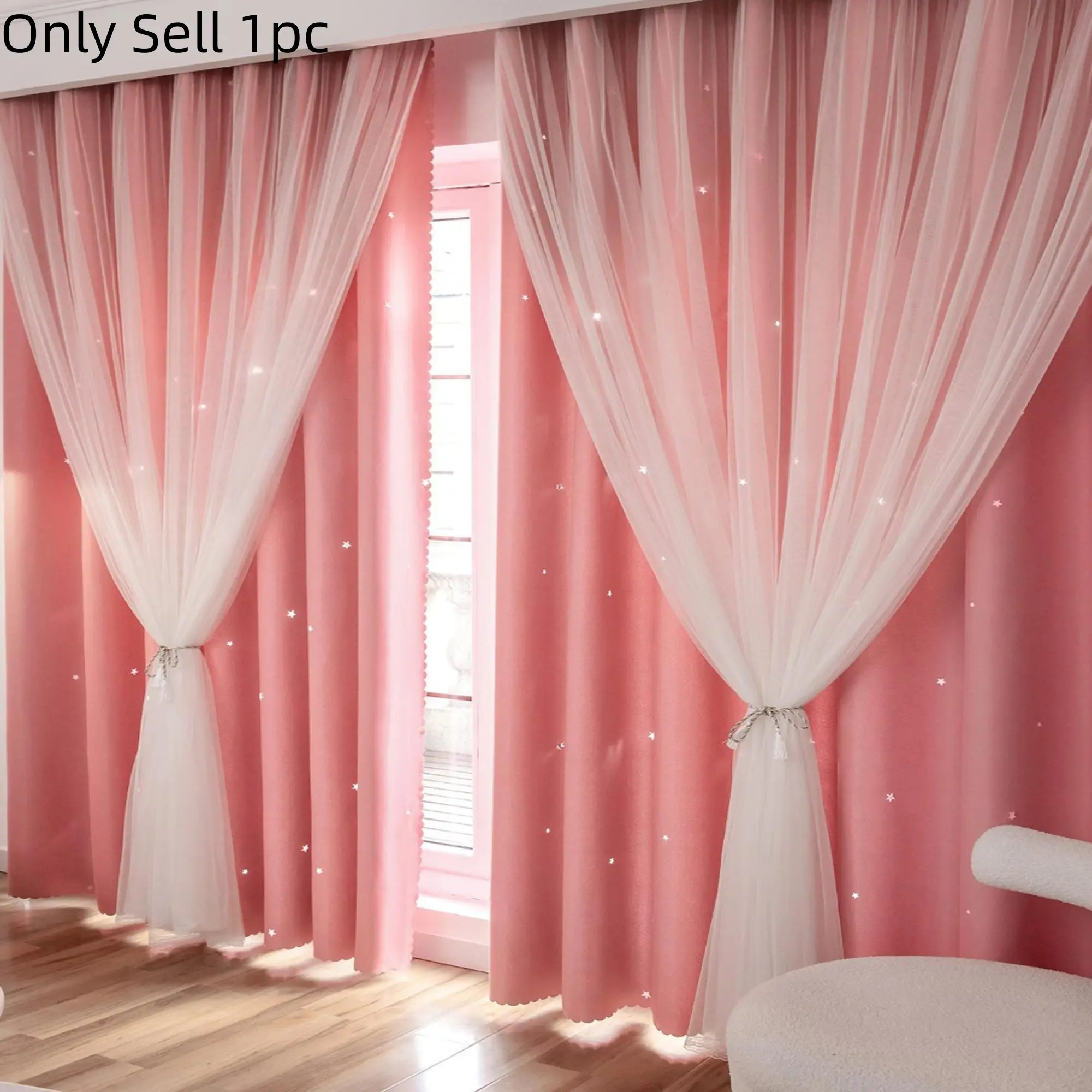 Princess Style Star Blackout Curtain, Window Curtain, Polyester Curtain, Sweet and Cute Design, Sunlight Blocking Drapes for Girls' Bedroom Living Room Decor, Home Decoration Curtain, Home Decorative Curtain