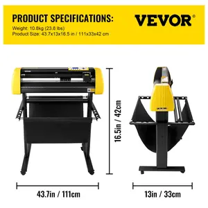 VEVOR Vinyl Cutter Machine, 34 in/ 870 mm Max Paper Feed Cutting Plotter, Automatic Camera Contour Cutting LCD Screen Printer with Stand Adjustable Force and Speed for Sign Making Plotter Cutter