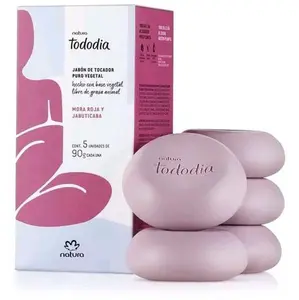 Natura Todo Dia Bar Soap Pure Vegetal 5 Units Each Box Mora Roja & Jabuticaba 90g Each