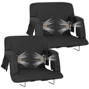 [ SummerVibes ] SLSY Stadium Seat w/ Fans, Cooling Seat for Bleachers with Back , Cooling Seat Cushion Foldable,2 Fans & 3 Cooling Speed, Battery NOT Included