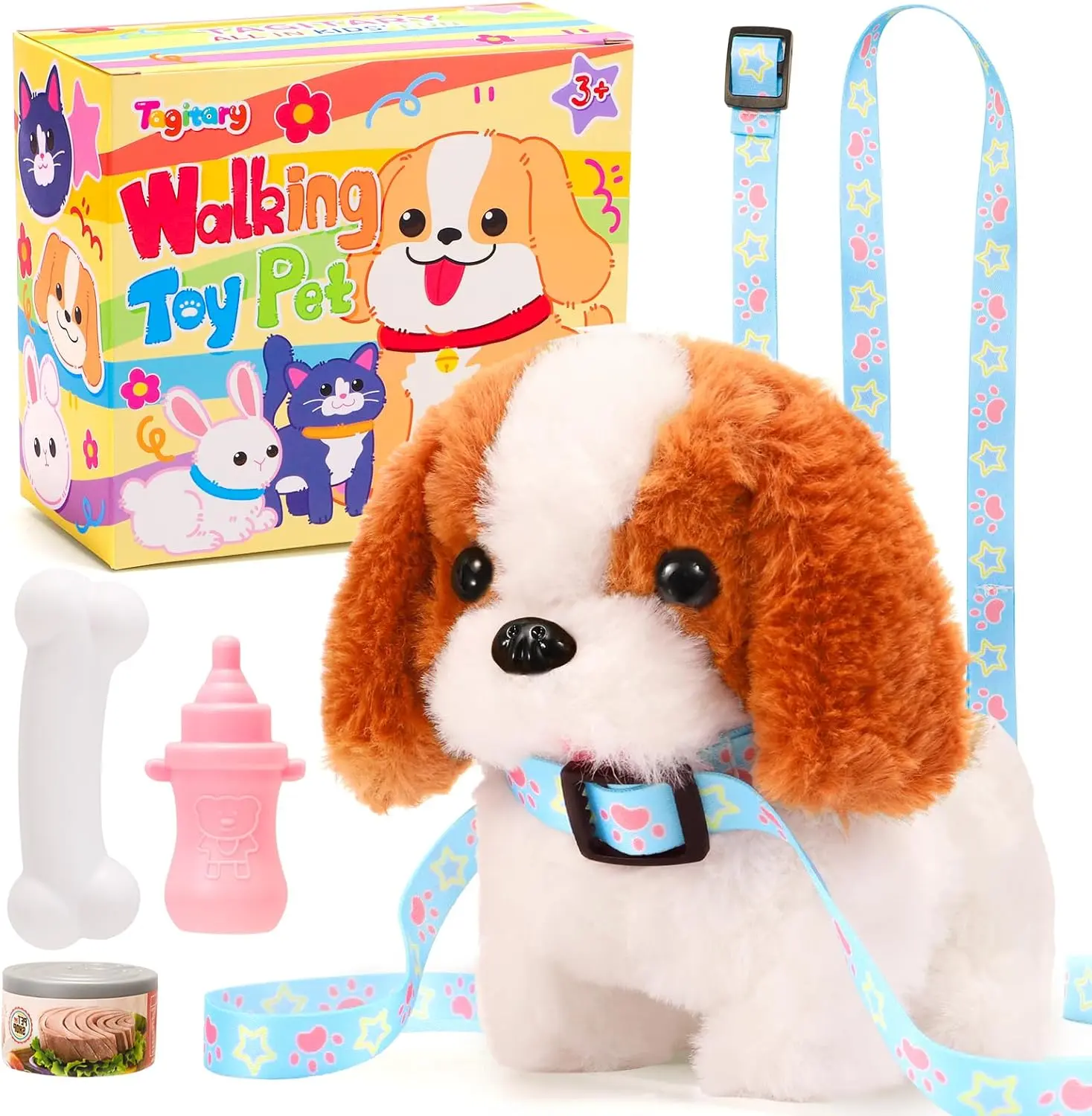 Plush Toys Puppy Electronic Toy Walking and Barking Dogs,Tail Wagging Fake Dog Interactive Dog Toy for Kids with Leash,Easter Valentines Day Christmas Birthday Gift for Toddlers Kids summerwins,summerwins