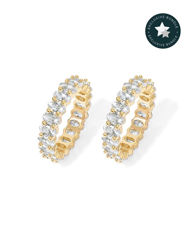 PAVOI Eternity Ring Oval 5A & 6A Cubic Zirconia Love Ring - 14K Gold Plated Stackable Rings for Women - Trendy Wedding Ring Gold Rings for Women - Sizes 5 to 10