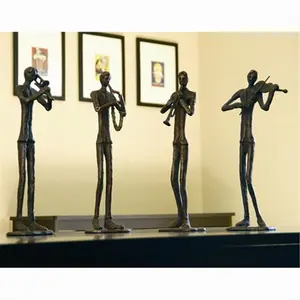 212 MAIN Jazzy Quartet Decor Statue Figurine Set - 4-Piece Brass Finish Collection, Indoor Home Decor & Supplies Display, Four Pieces