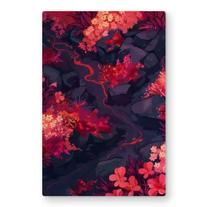 24x36 in. Nature Photo Metal Wall Art - MWW C1MP2436LEOFRB Purple Aluminum Lightweight Artistic Burning Plants Print, Stylish Home Room Decor
